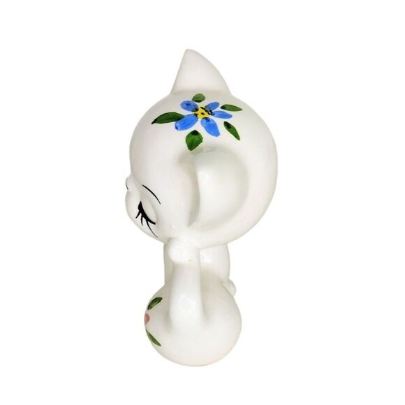 Vintage 40s Japanese Ceramic Kitsch Kawaii Big Eye Kitty Cat Animal Figurines - Picture 5 of 12